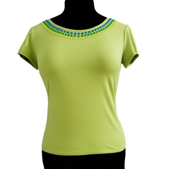 Lime Green Embellished Stretchy Top SP - Picture 1 of 7